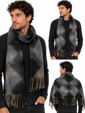 Cejon Scarf Black Gray  Mens OS